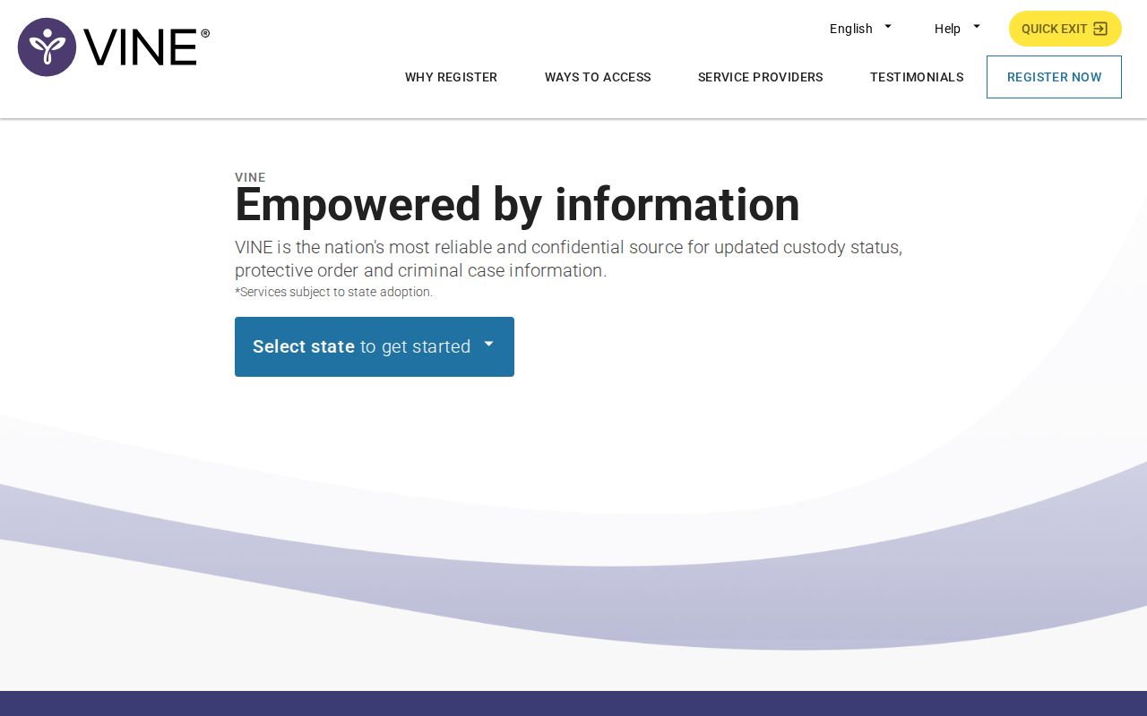 Missouri VINELink state search and notification entry page