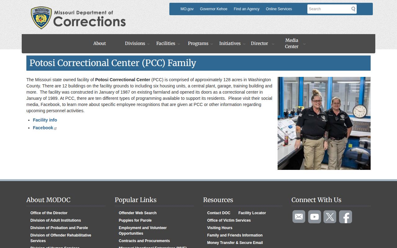 Missouri DOC Potosi Correctional Center page