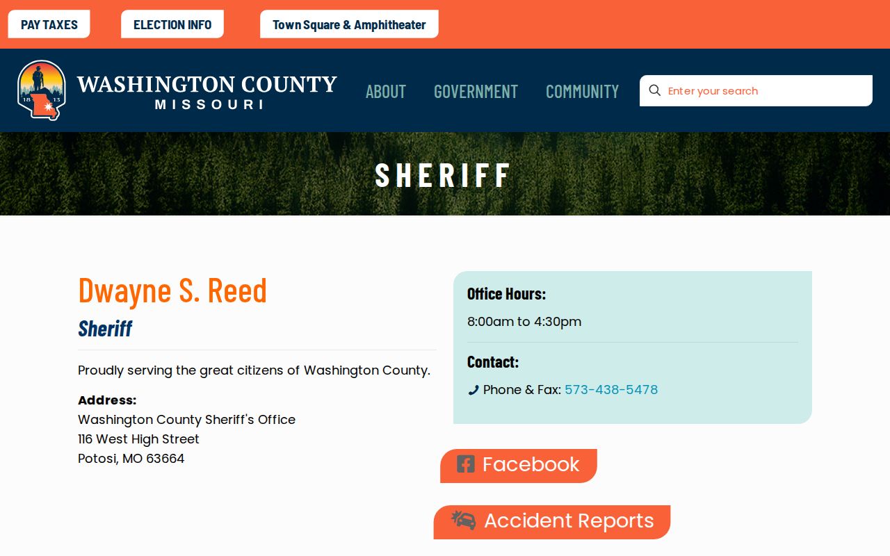 Washington County Missouri Sheriff official page